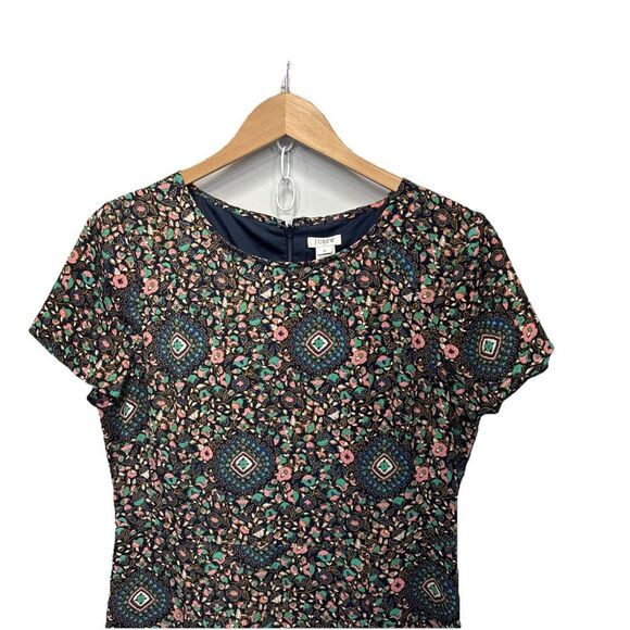 J Crew Flutter Sleeve Dress H5402 Medallion Print Multicolor Size 10 Boho Chic - Picture 4 of 10